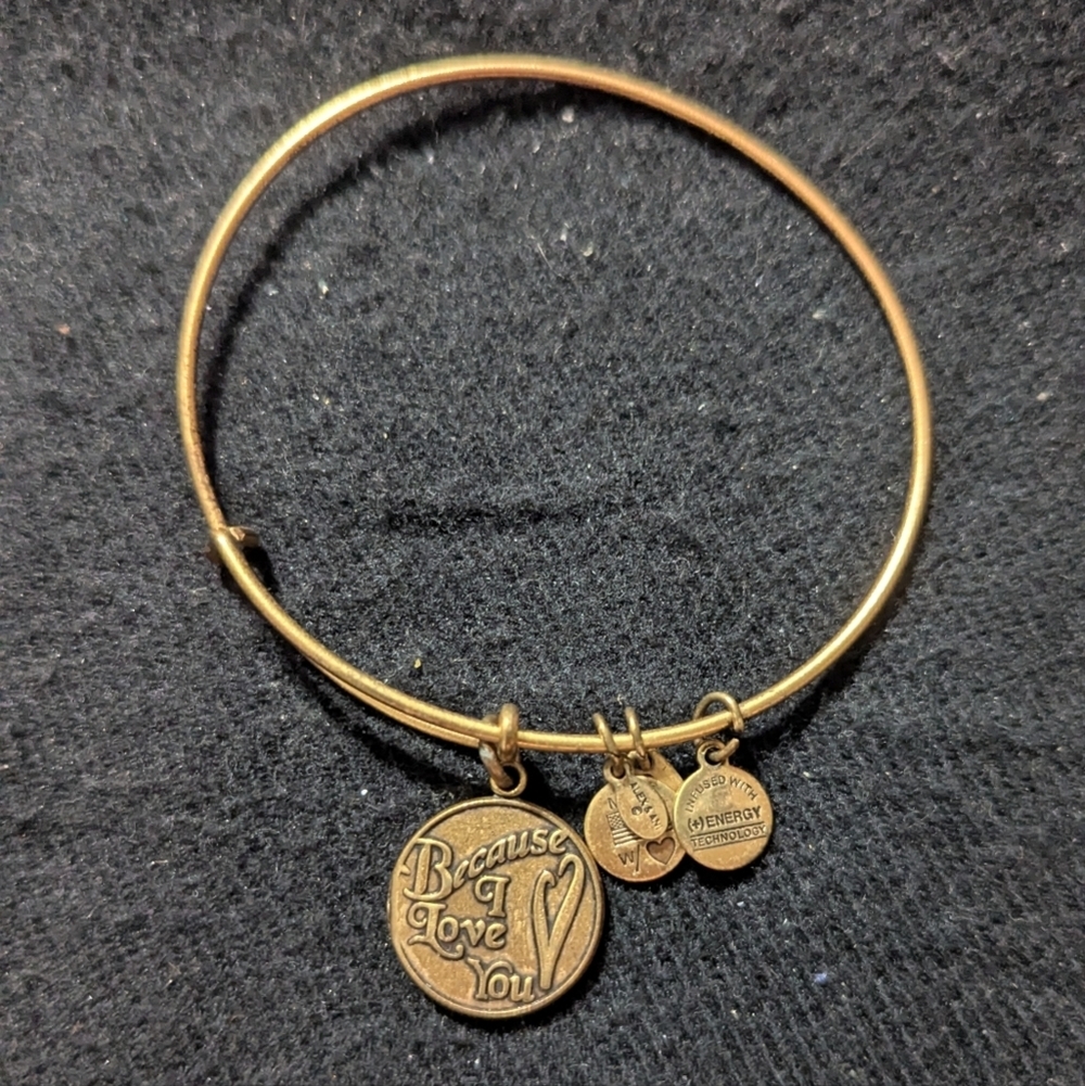 Alex and Ani Gold Tone Because I Love You Charm Bracelet